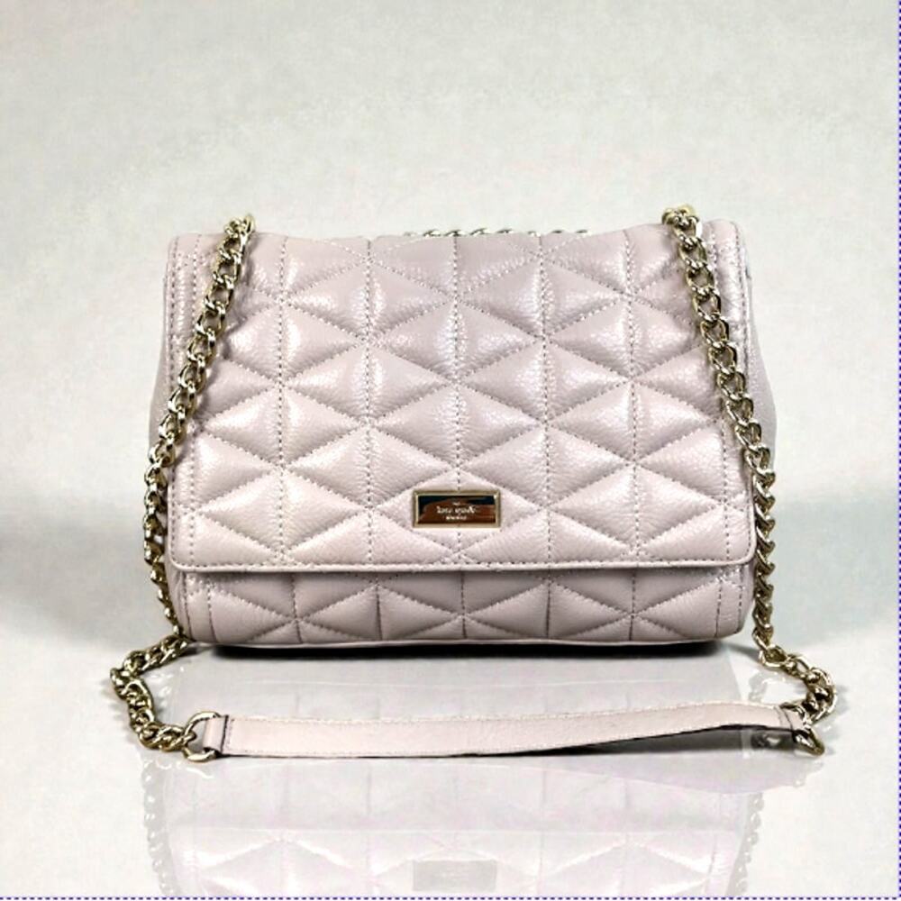 KATE SPADE Cow Leather Emery Court Eliza Shoulder Crossbody Chain Quilted Bag